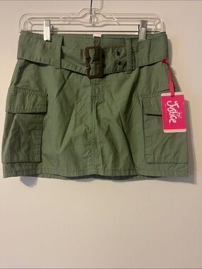 Justice Olive Green Cargo Mini Skort with Belt